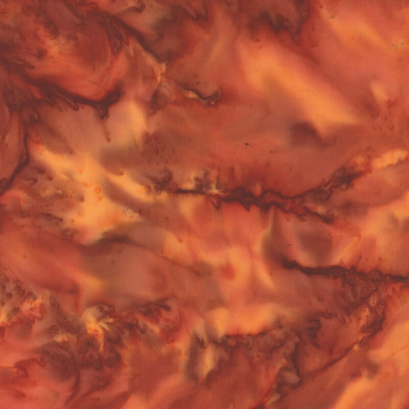 dark orange and rusty watercolor batik fabric