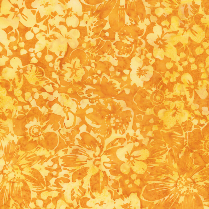 mottled light orange fabric featuring a floral design