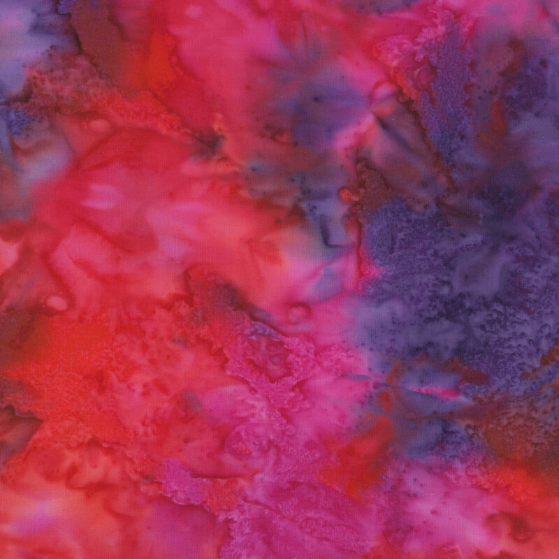 Hot pink, deep purple and scarlet red watercolor fabric 