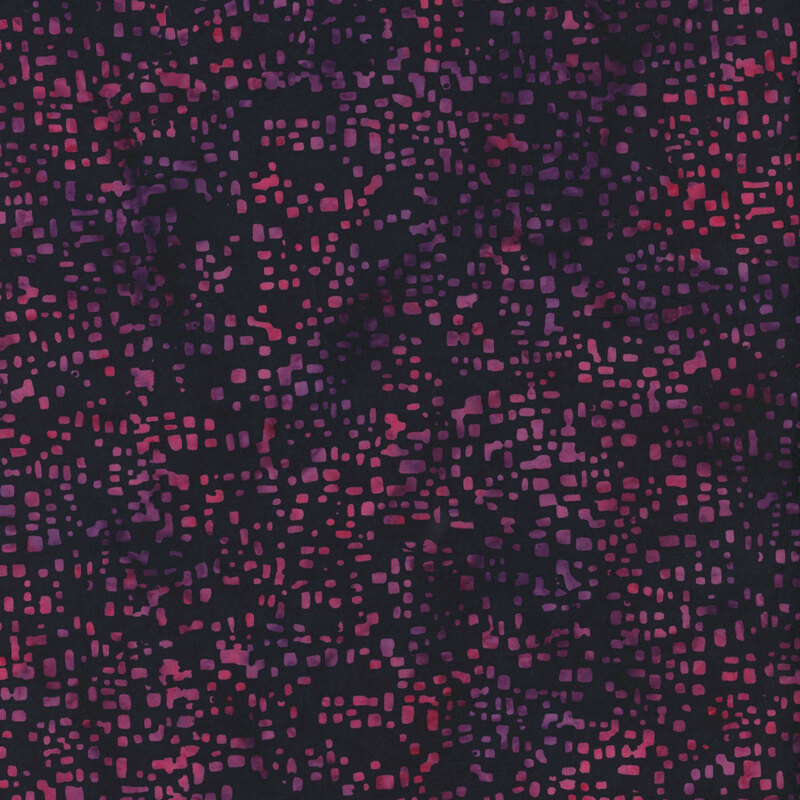 Dark purple and pink watercolor fabric with a cubic black overlay