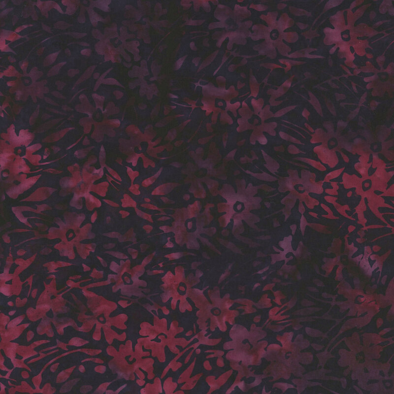 Very mulberry watercolor fabric with a tonal floral overlay 