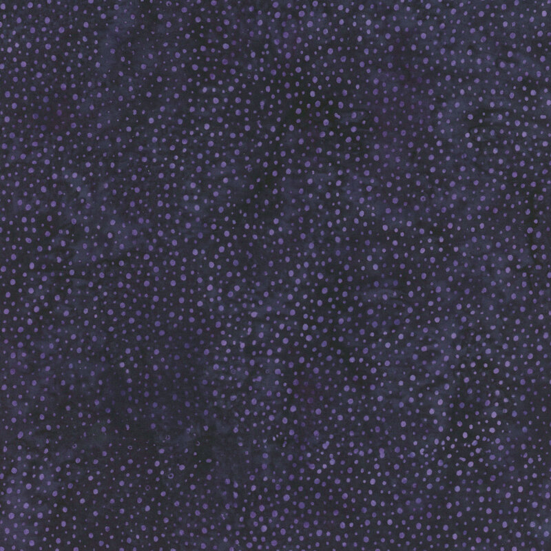 A tonal mottled dark purple fabric with lighter purple dots. 