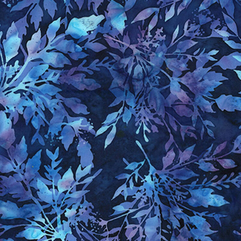 A mottled blue fabric with a lighter blue floral pattern. 