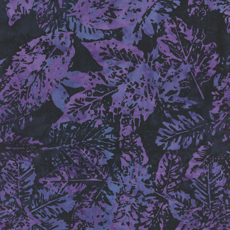 A mottled purple fabric with lighter purple design. 