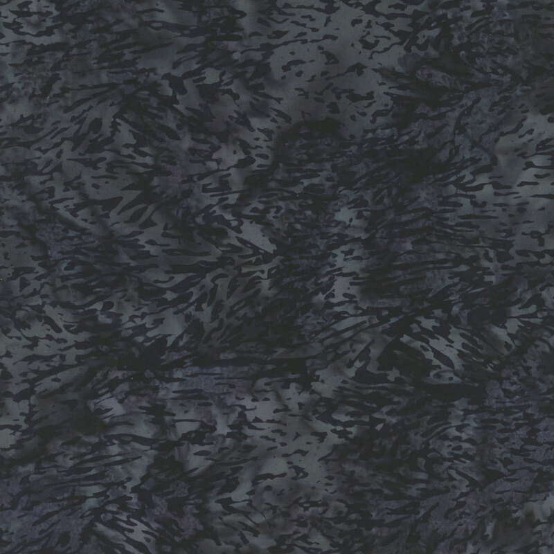 black batik fabric with a mottled dark gray texture