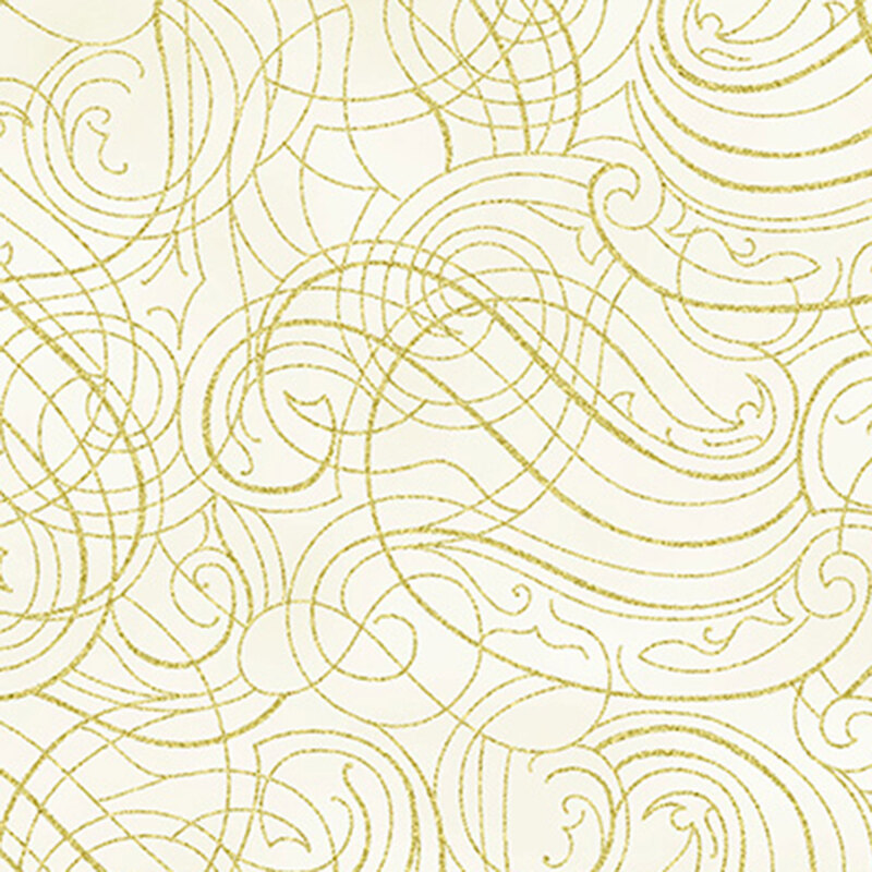 Cream background with metallic gold ornamental swirls