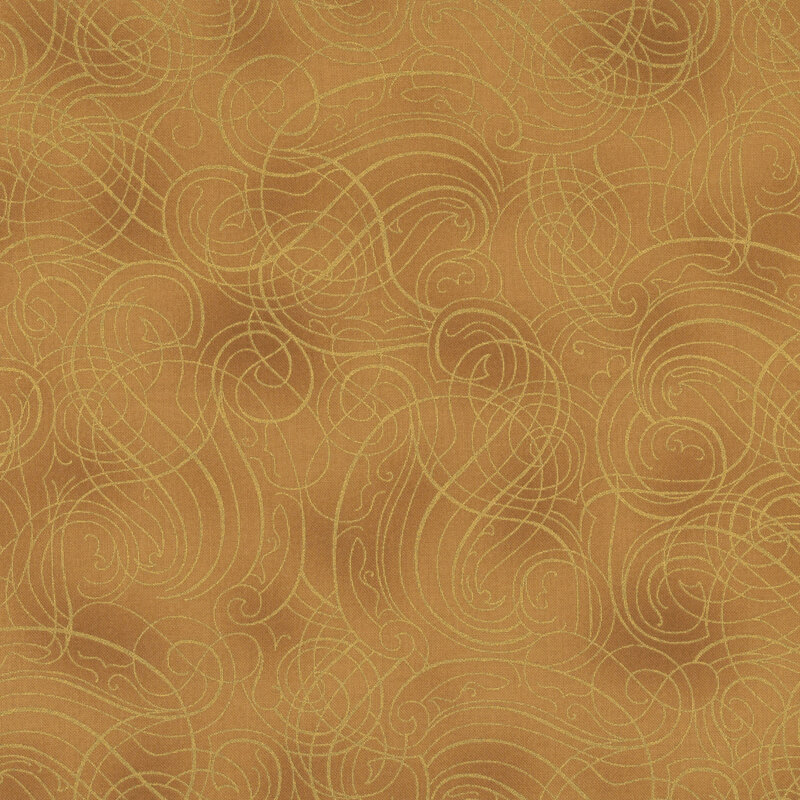 Mottled gold background with metallic gold ornamental swirls