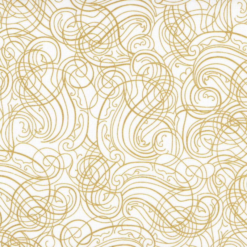 Ivory background with metallic gold ornamental swirls