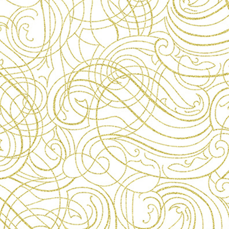 Ivory background with metallic gold ornamental swirls