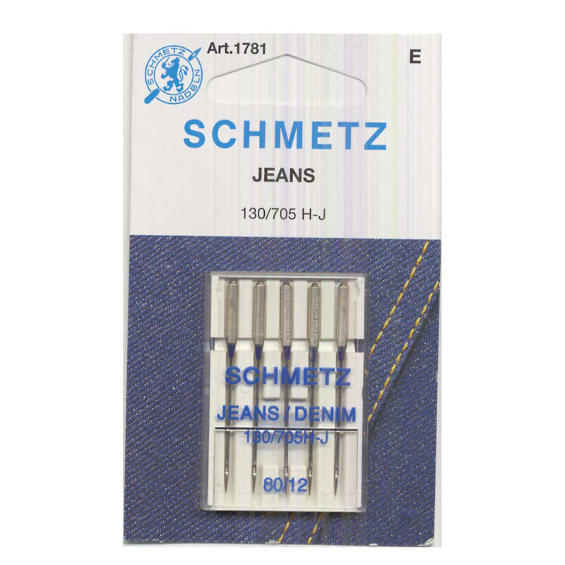 A 5 pack of Schmetz Jeans/Denim Needles in size 80/12