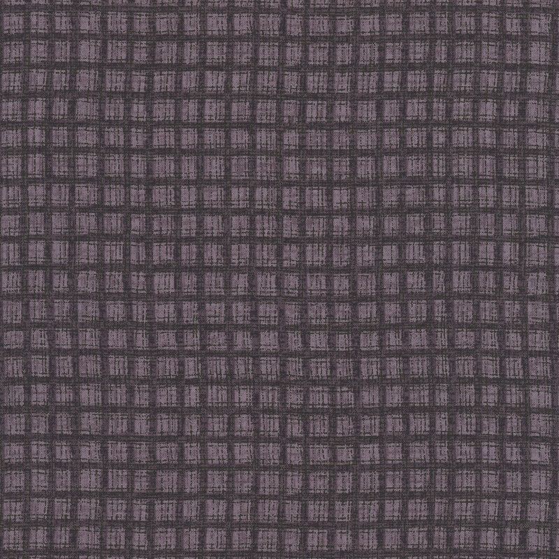Purple fabric with a muted plum textured thatched plaid pattern