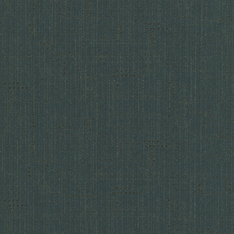 Dark denim blue fabric with navy criss cross dotted lines, stars, and the words "Shine" and "Joy"