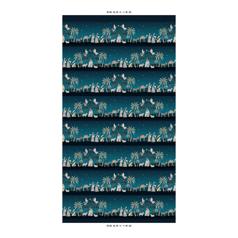 Full yard of the border fabric with nativity scenes