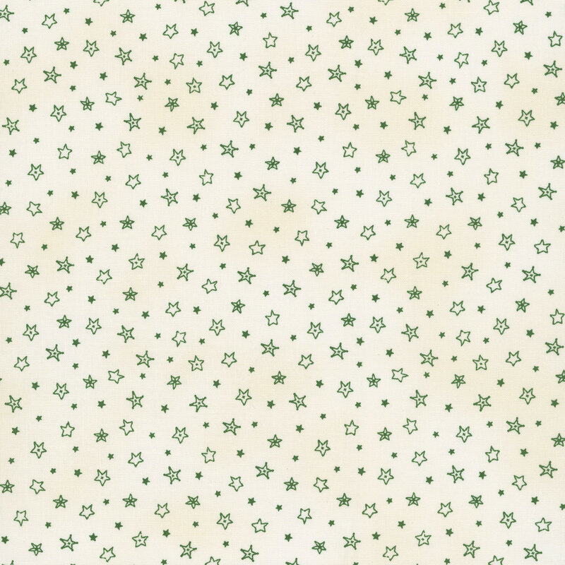Medium green stylized stars on a mottled cream background