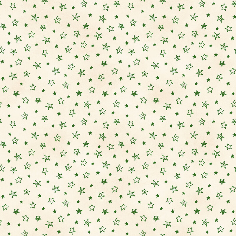 Medium green stylized stars on a mottled cream background