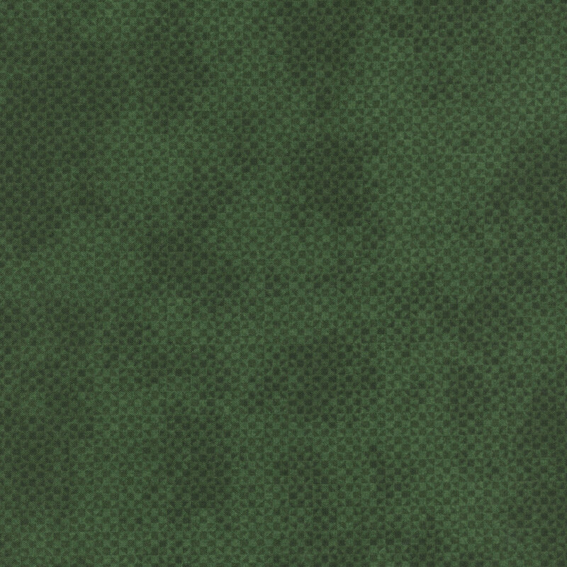 Mottled, tonal evergreen fabric with a small geometric pattern