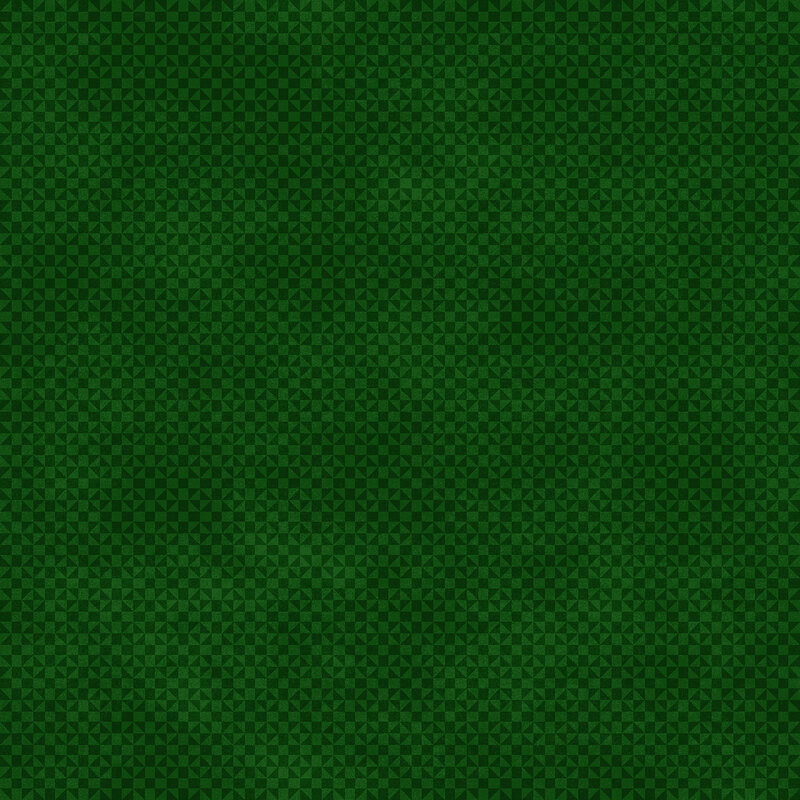 Mottled, tonal evergreen fabric with a small geometric pattern