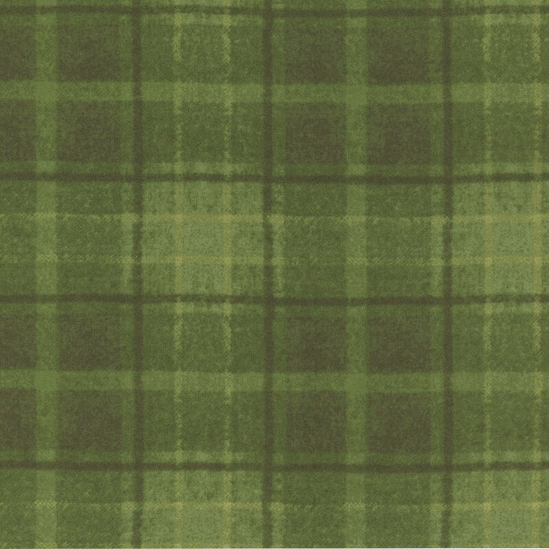 Tonal dark green plaid flannel fabric