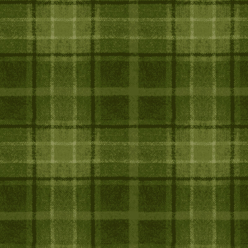 Tonal dark green plaid flannel fabric
