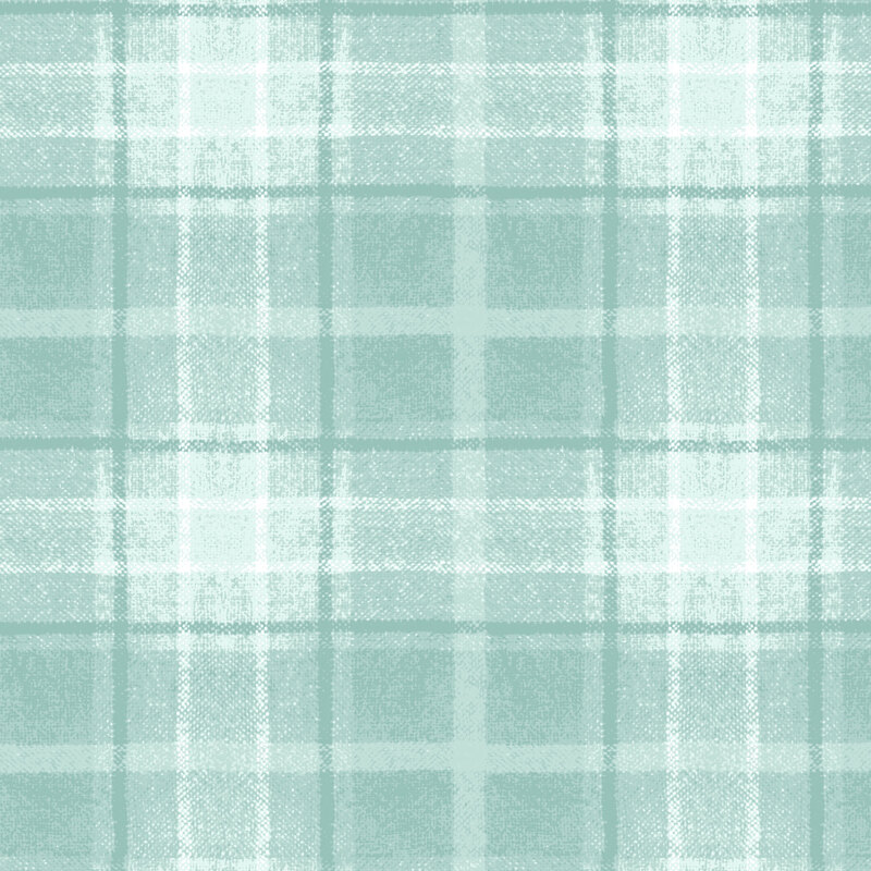 Tonal aqua plaid flannel fabric