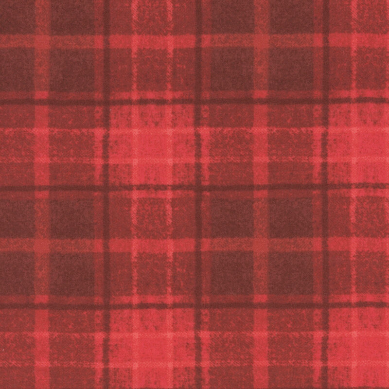 Tonal dark red plaid flannel fabric