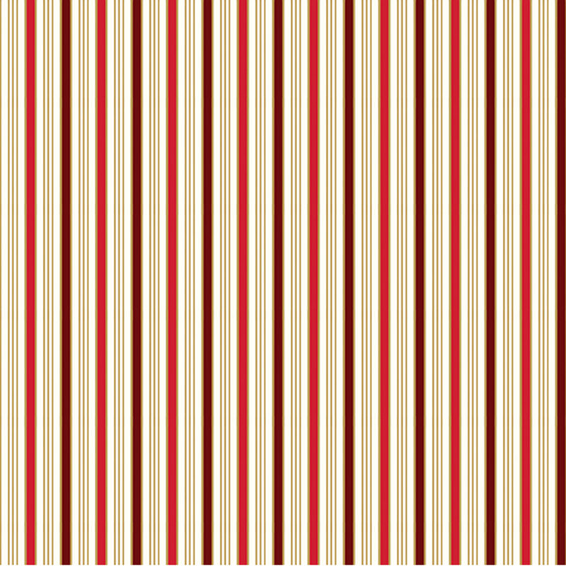 White fabric featuring bright red, maroon, and metallic gold stripes.