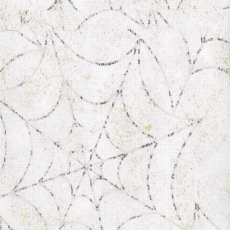 A sample image of the Fabric Flair White Cobweb 14ct Aida Cloth with a grunge white spider web print.