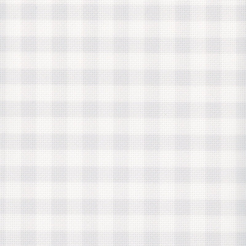 A sample image of the Fabric Flair Pale Gray Gingham 14ct Aida Cloth with a white and gray gingham pattern.  