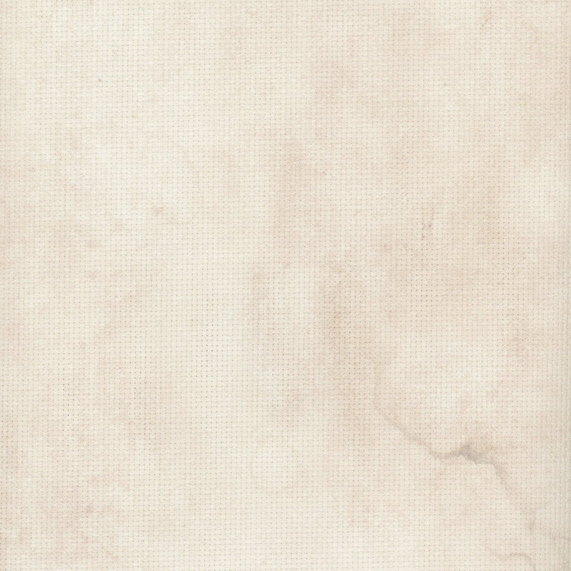 A sample image of the Fabric Flair Pale Parchment 14ct Aida Cloth with a mottled light tan pattern.  