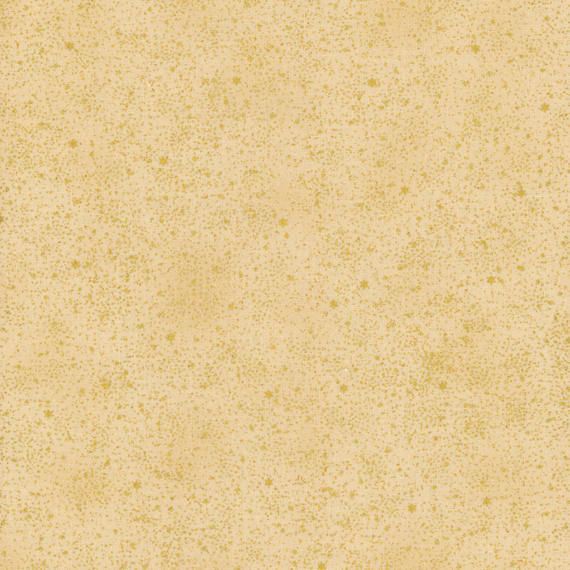 Mottled tan fabric with tiny scattered stars and texturing with gold metallic accents.