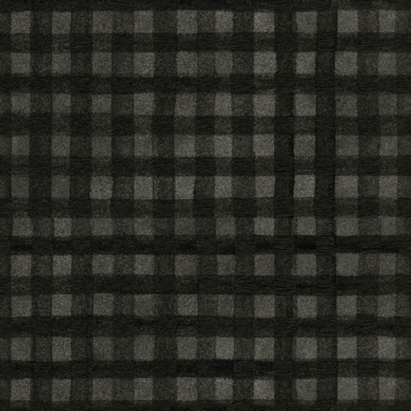 Textured grey fabric with a rustic black gingham pattern