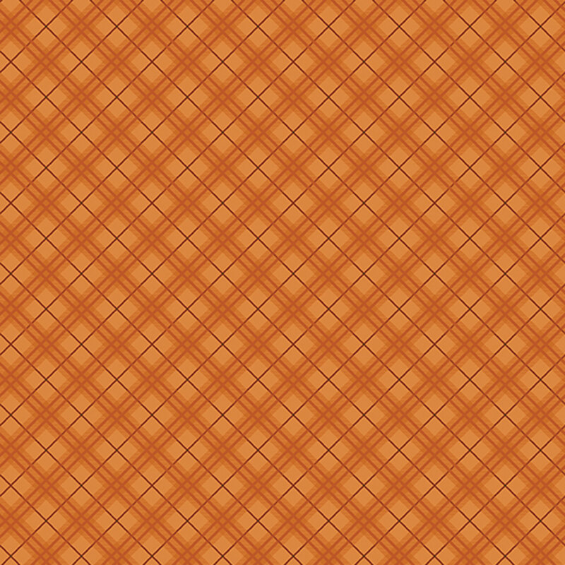 Pumpkin orange diagonal plaid fabric