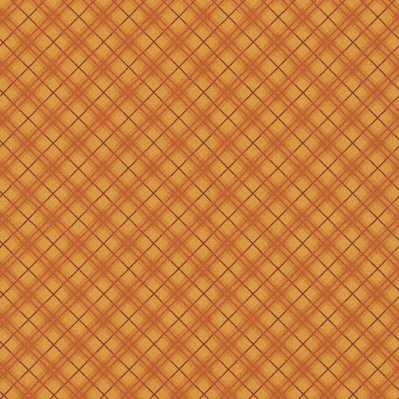 Pumpkin orange diagonal plaid fabric