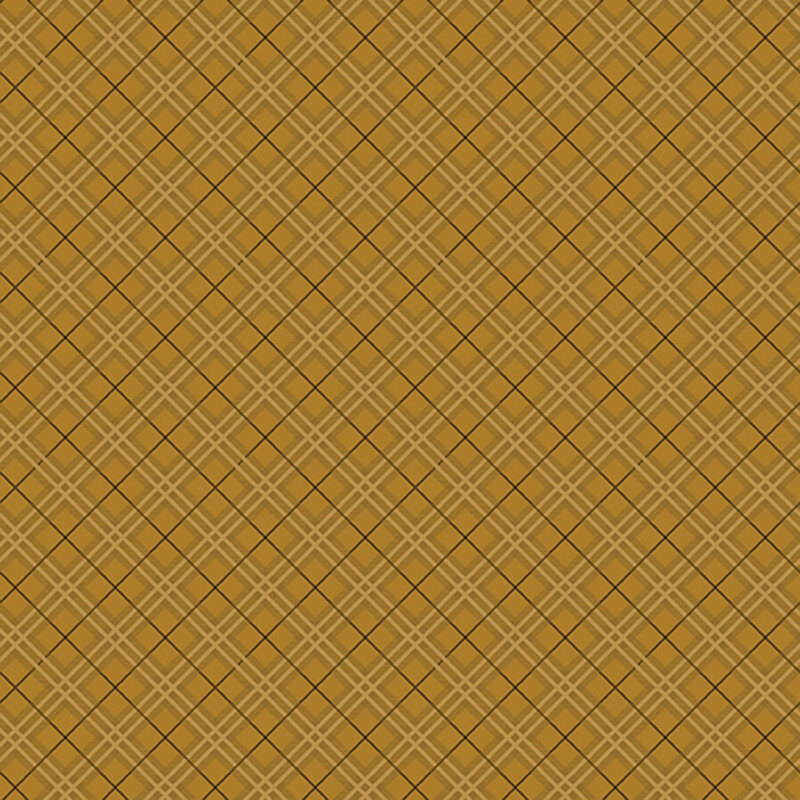 Bronze yellow diagonal plaid fabric