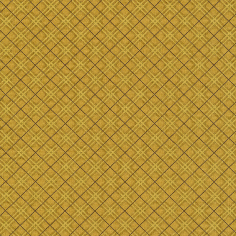 Bronze yellow diagonal plaid fabric