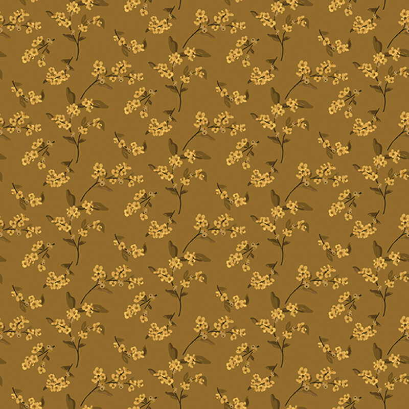 Nut brown fabric with gold floral sprigs
