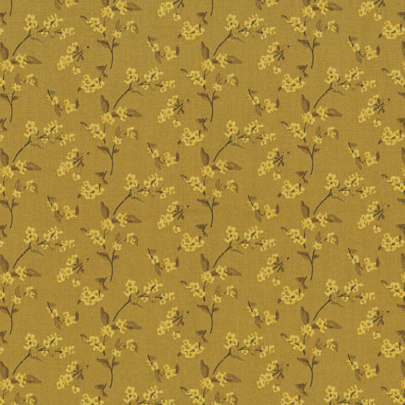 Nut brown fabric with gold floral sprigs