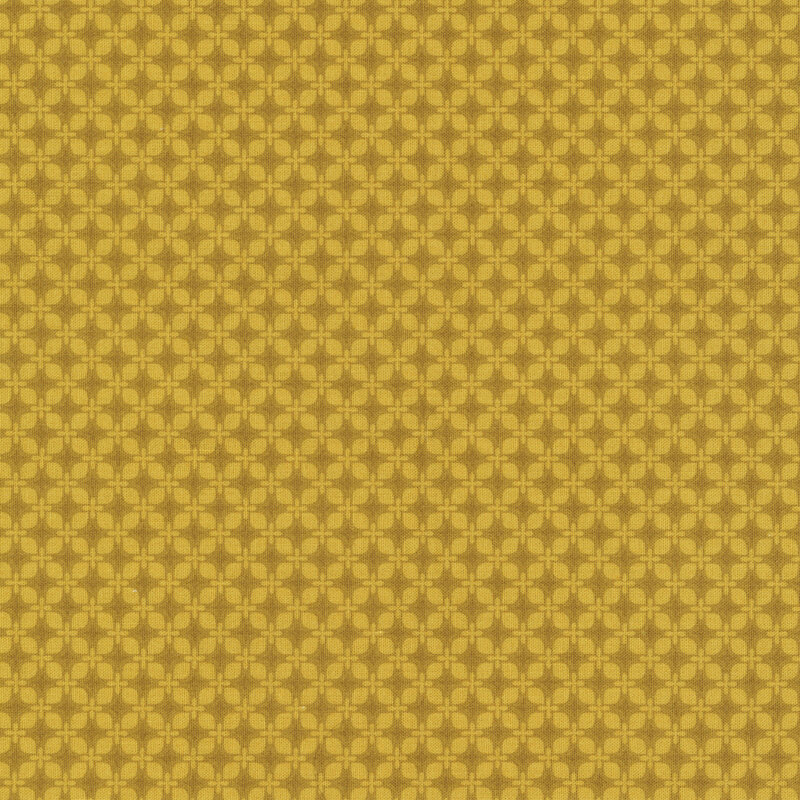 A retro geometric print with honey, gold, and bronze yellow