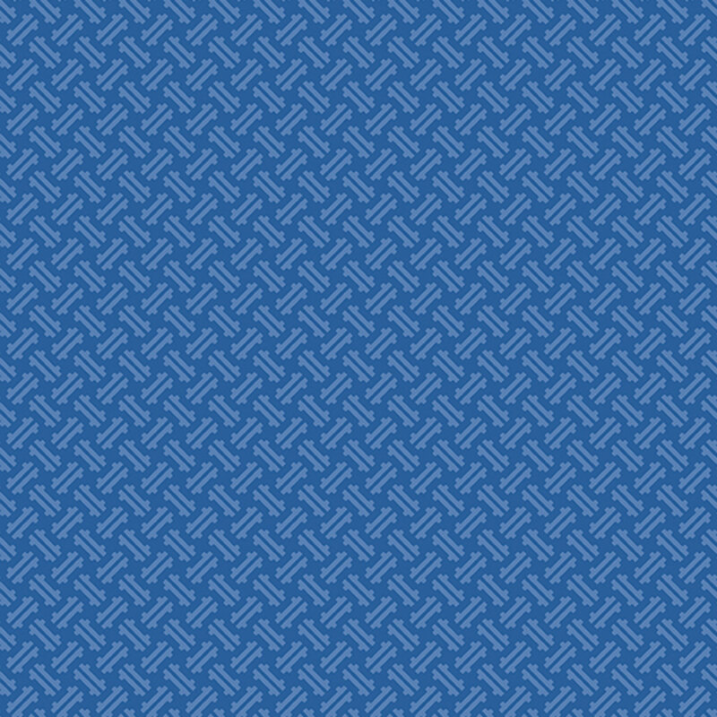 Geometric dashes on tonal cerulean blue fabric.