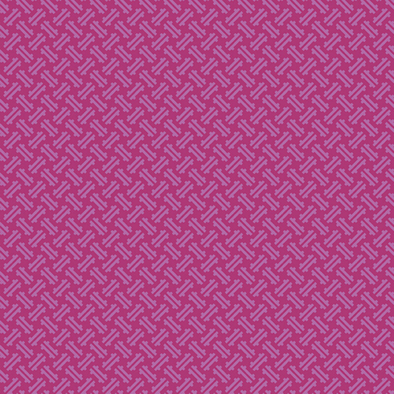 Geometric dashes on tonal magenta fabric.