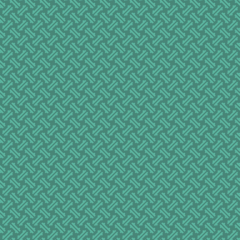 Geometric dashes on tonal teal fabric.