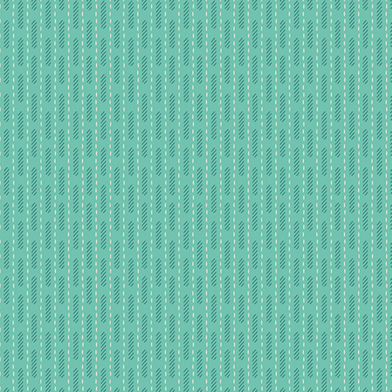 Turquoise background with vertical white dashes and a pattern of dark teal lines