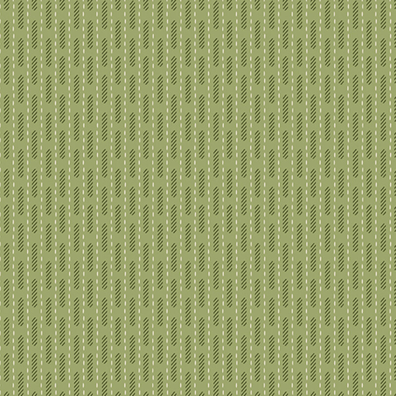 herb green background with vertical white dashes and a pattern of dark olive diagonal lines