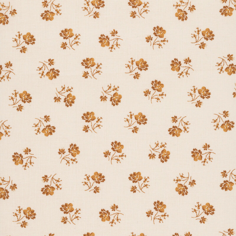 Ditsy dark gold florals over a cream background