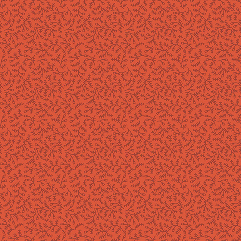 Pumpkin orange background with a dense pattern of dark orange vines