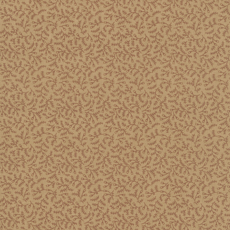 Hazelnut background with a dense pattern of small chocolate brown vines