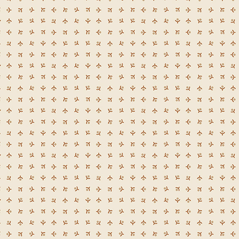 latte cream background with a ditsy pattern of tan minimalistic flowers and brown stems