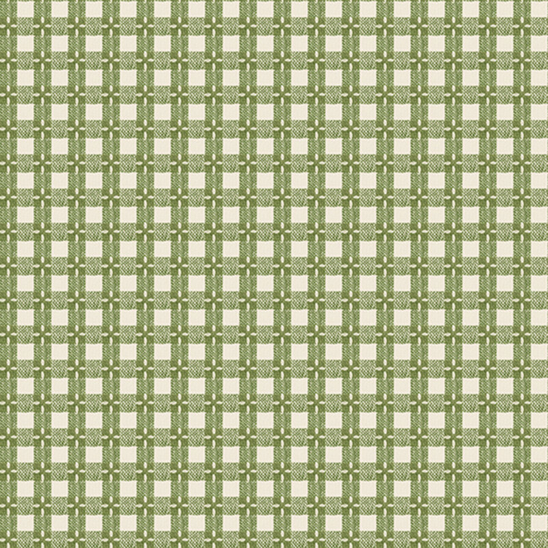 Ivory fabric with an herb green gingham print