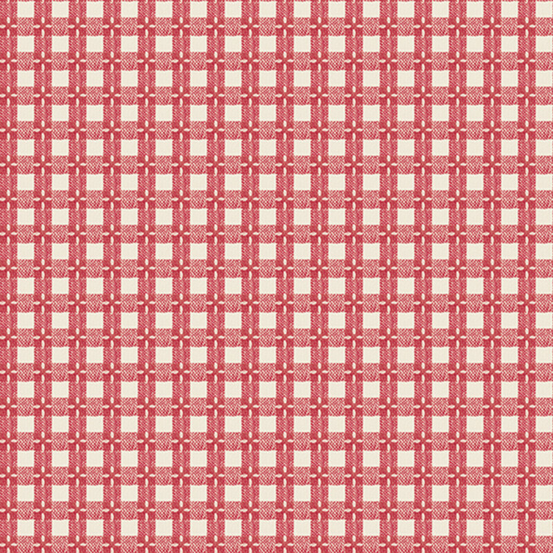 Ivory fabric with an bright red gingham print