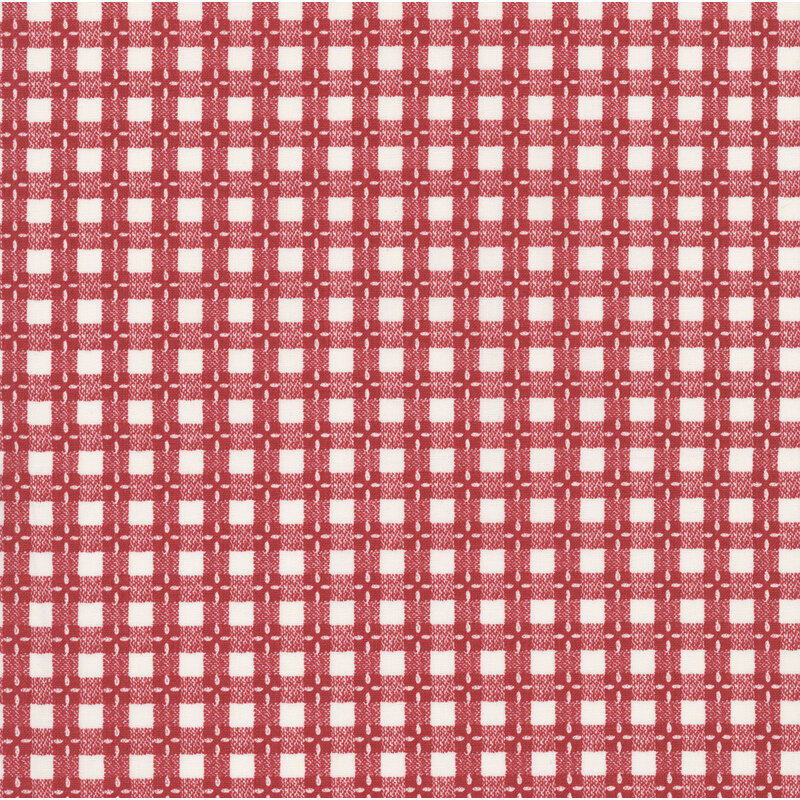 Ivory fabric with an bright red gingham print